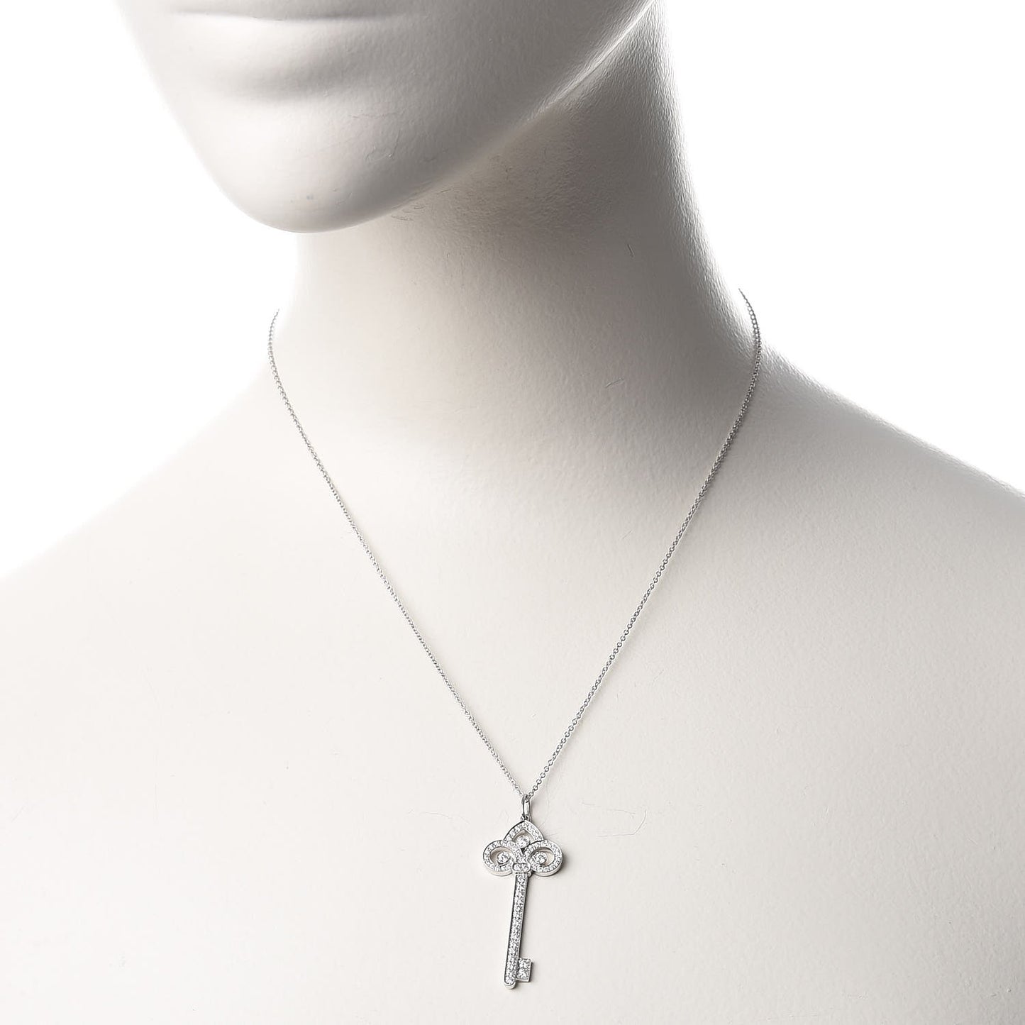 Platinum Diamond .41ct Fleur De Lis Key Pendant Necklace
