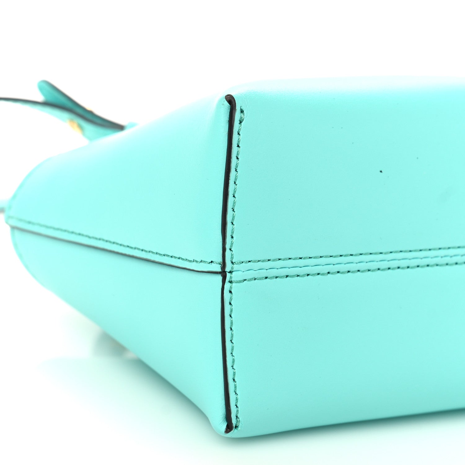 Fendi Vitello King Plexiglass Logo Embossed Mini By The Way Top Handle Boston Bag Spring Turquoise 7 of 8