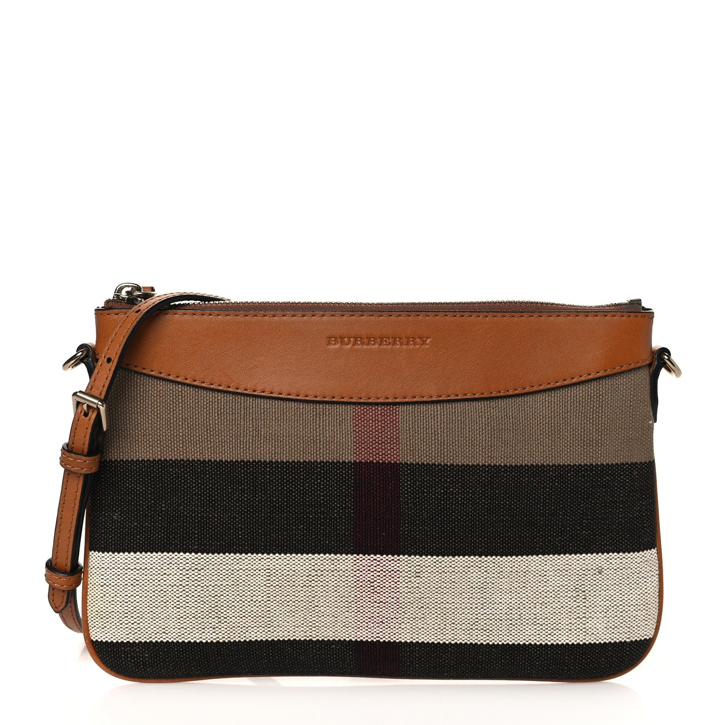 Mega Check Peyton Crossbody Clutch Bag Saddle Brown