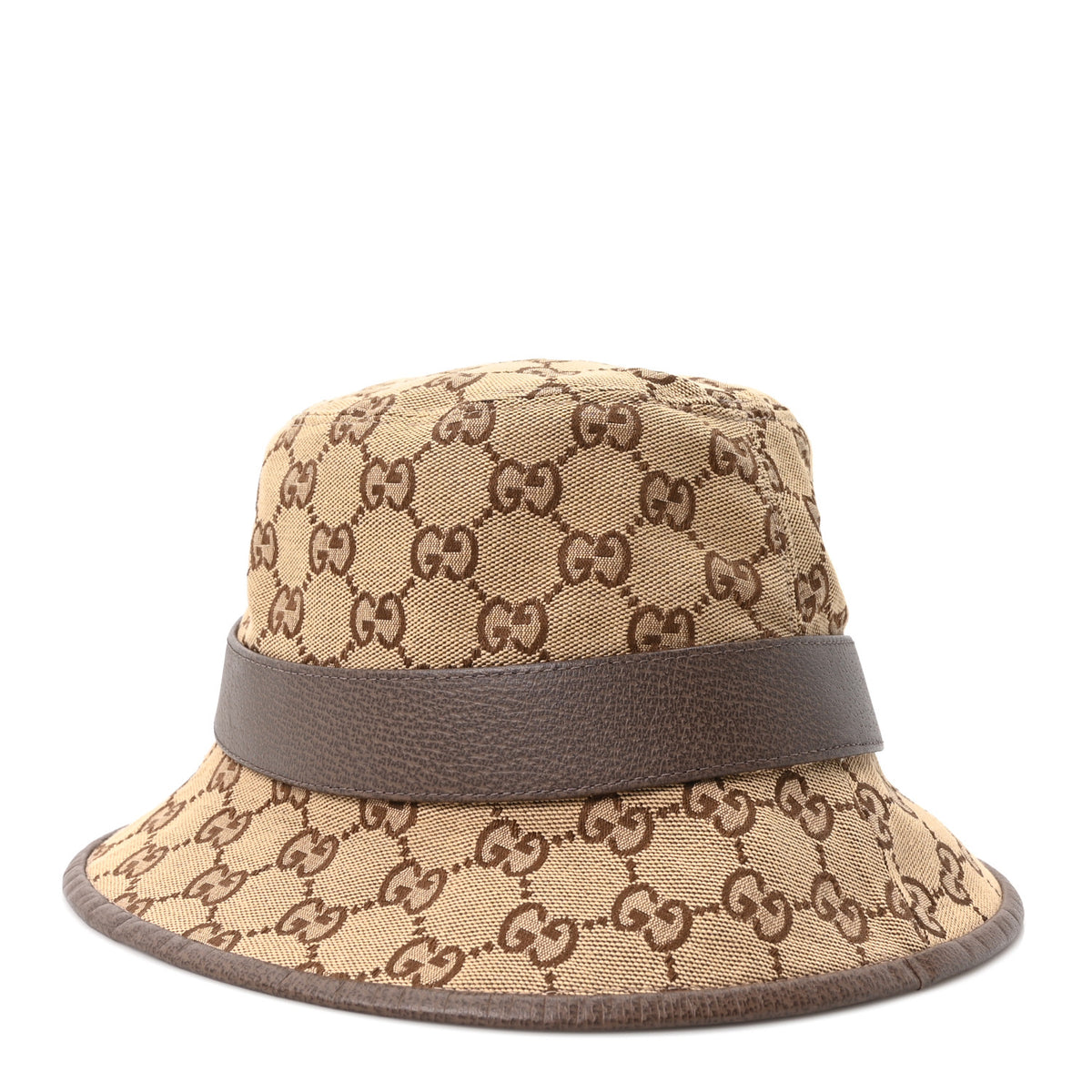 Gucci Monogram Textured Dollar Calfskin GG Jago Bucket Hat S Cacao Beige 4 of 10