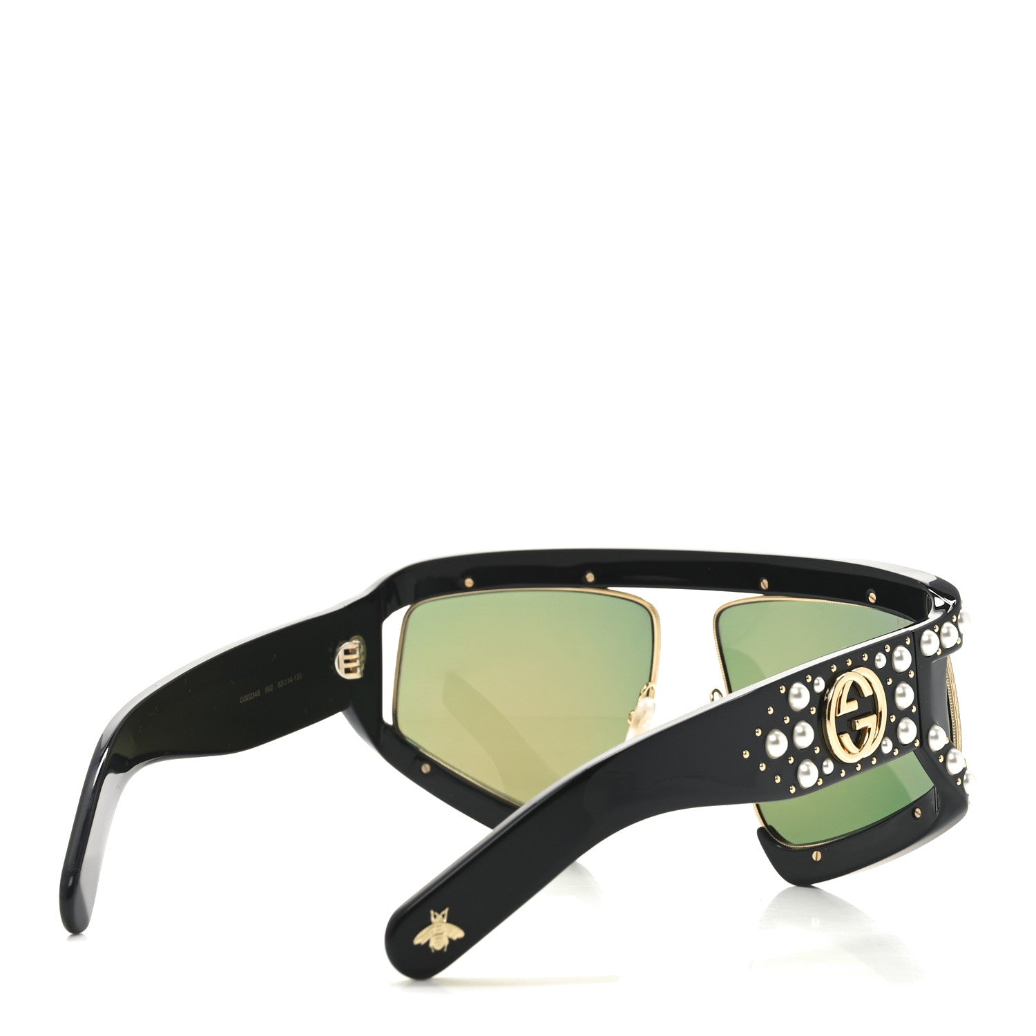 Gucci Acetate Pearl Rectangular Frame Sunglasses GG0234S Black Orange 4 of 6