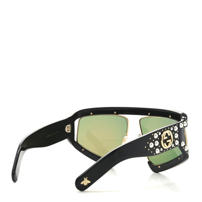 Gucci Acetate Pearl Rectangular Frame Sunglasses GG0234S Black Orange 4 of 6