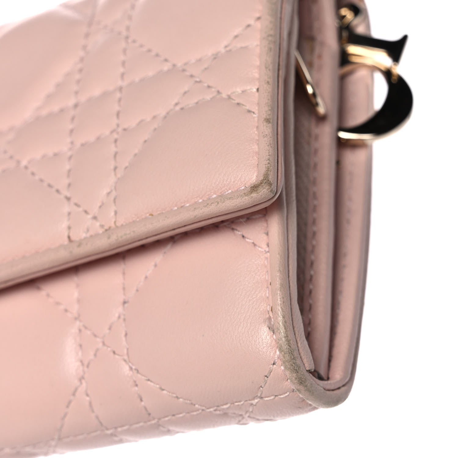 Christian Dior Lambskin Cannage Lady Dior Rendezvous Wallet On Chain Light Pink 11 of 11