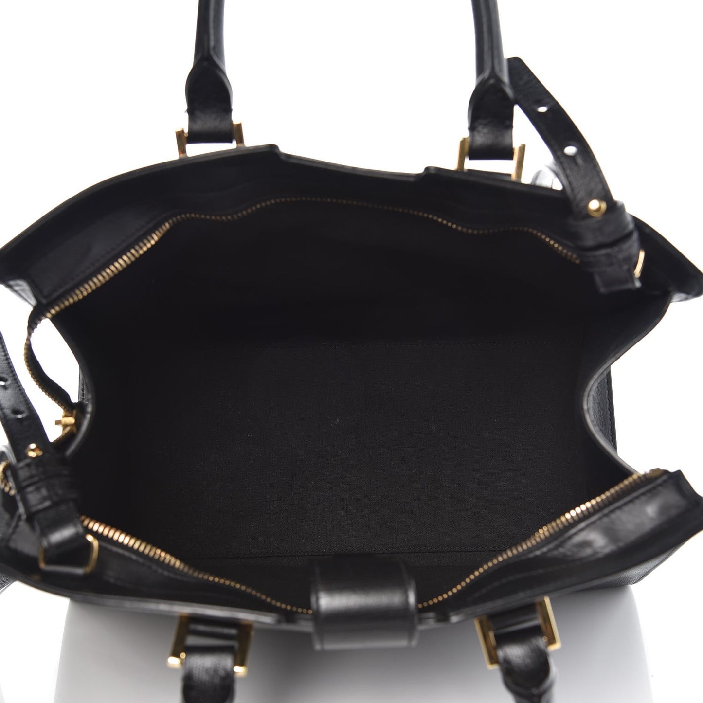 Textured Calfskin Small Classic Y Cabas Black