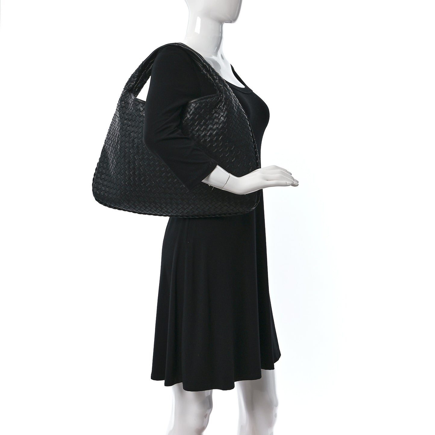 Nappa Intrecciato Large Veneta Hobo Black