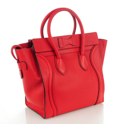 Celine Drummed Calfskin Mini Luggage Coquelicot 3 of 8