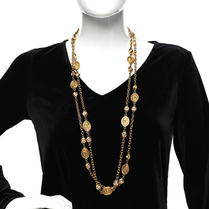 Chanel Crystal CC Medallion Station Necklace Gold 2 of 5