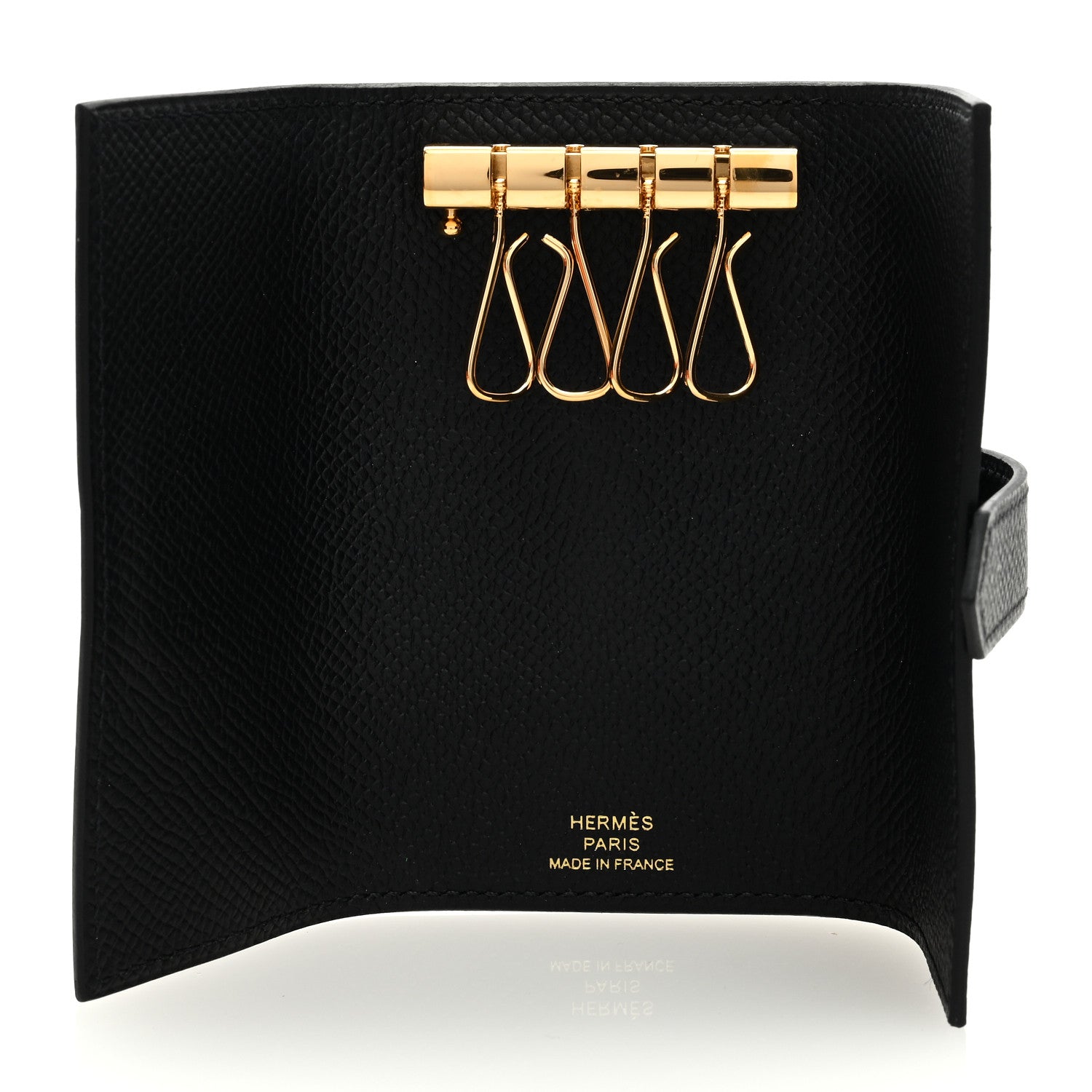 Hermes Epsom Bearn Multicles 4 Key Holder Black 5 of 6