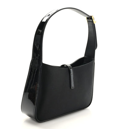 Saint Laurent Silk Satin Calfskin Le 5 A 7 Hobo Black 4 of 17