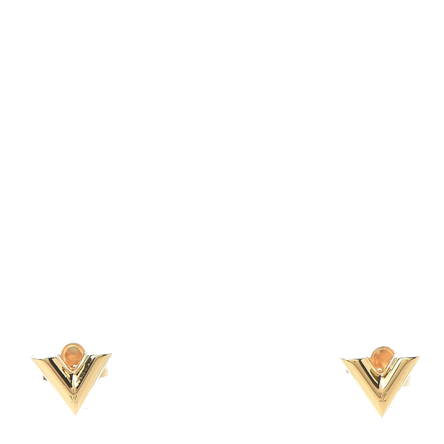 Louis Vuitton Brass Essential V Stud Earrings Gold 1 of 5