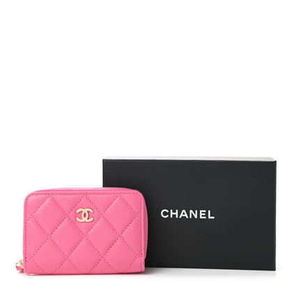 Chanel Caviar Quilted Zip Coin Purse Pink 8 of 8