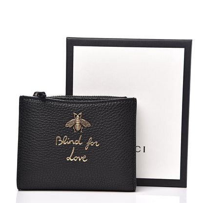 Gucci Pebbled Calfskin Animalier Card Case Wallet Black 7 of 7