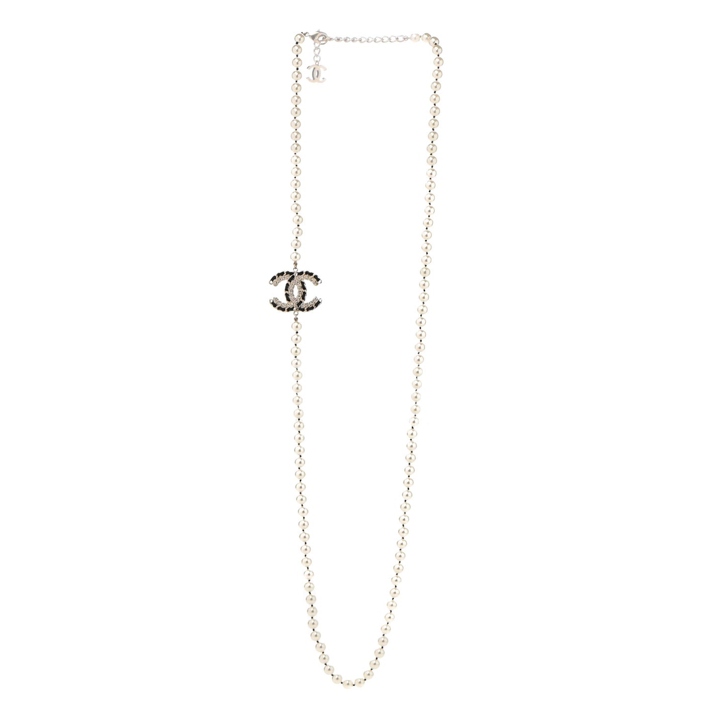 Pearl Lambskin CC Vintage Allure Necklace Gold