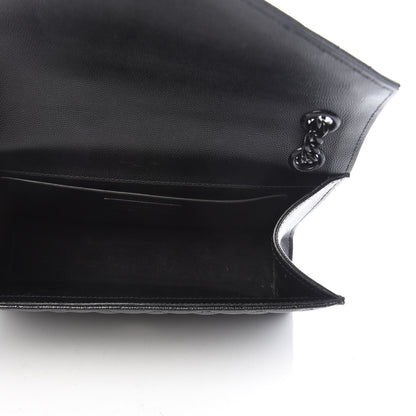 Saint Laurent Grain De Poudre Textured Mixed Matelasse Triquilt Medium Monogram Satchel Black 5 of 12