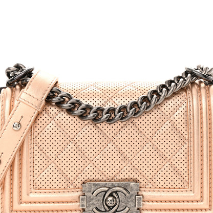 Chanel Metallic Calfskin Perforated Small Boy Flap Gold 8 of 12