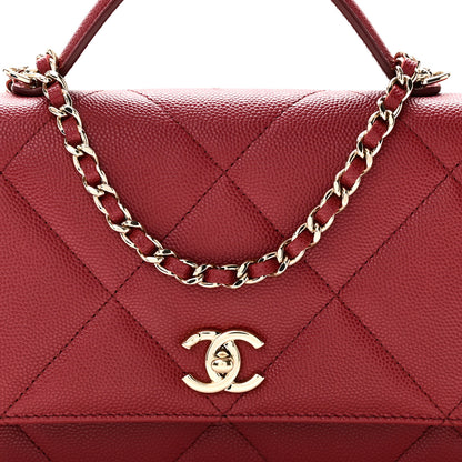 Chanel Shiny Caviar Quilted Turnlock Top Handle Wallet On Chain WOC Red 9 of 11