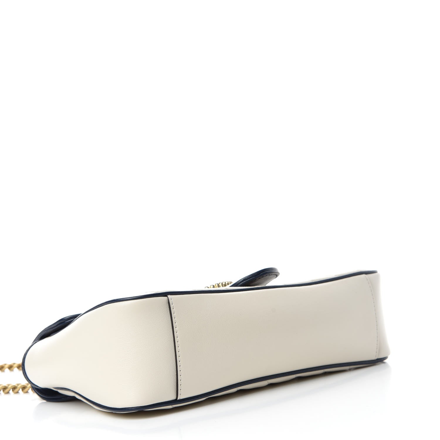 Gucci Vintage Effect Calfskin Matelasse Diagonal Small Torchon GG Marmont Shoulder Bag Mystic White Blue Agata 4 of 12
