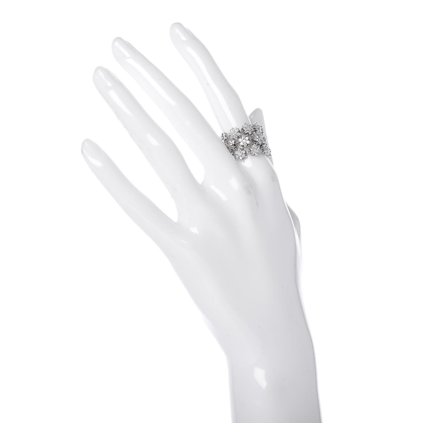 18K White Gold Diamond Wide Flower Band Ring 54 7