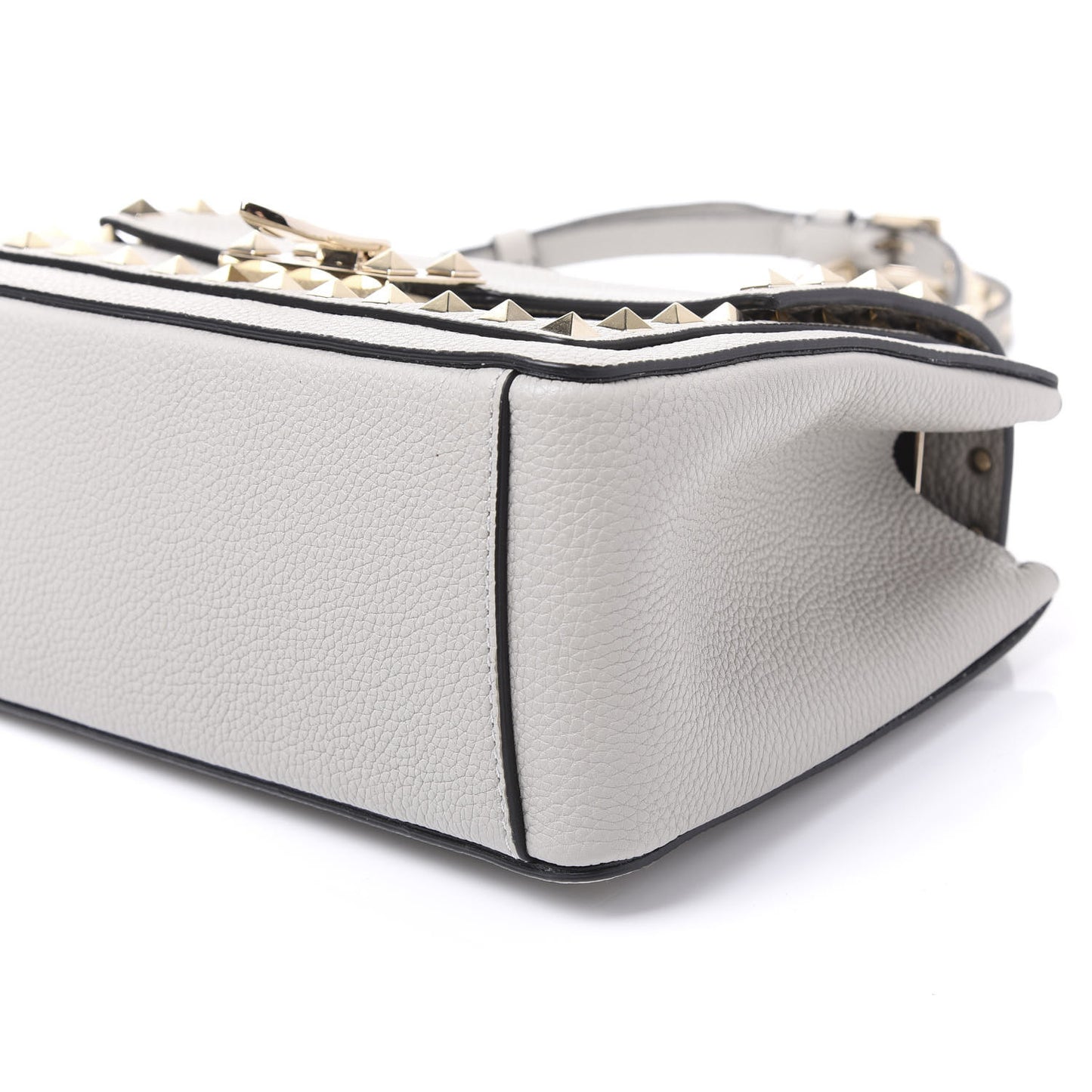 Grained Calfskin Small Rockstud Crossbody Opal Grey