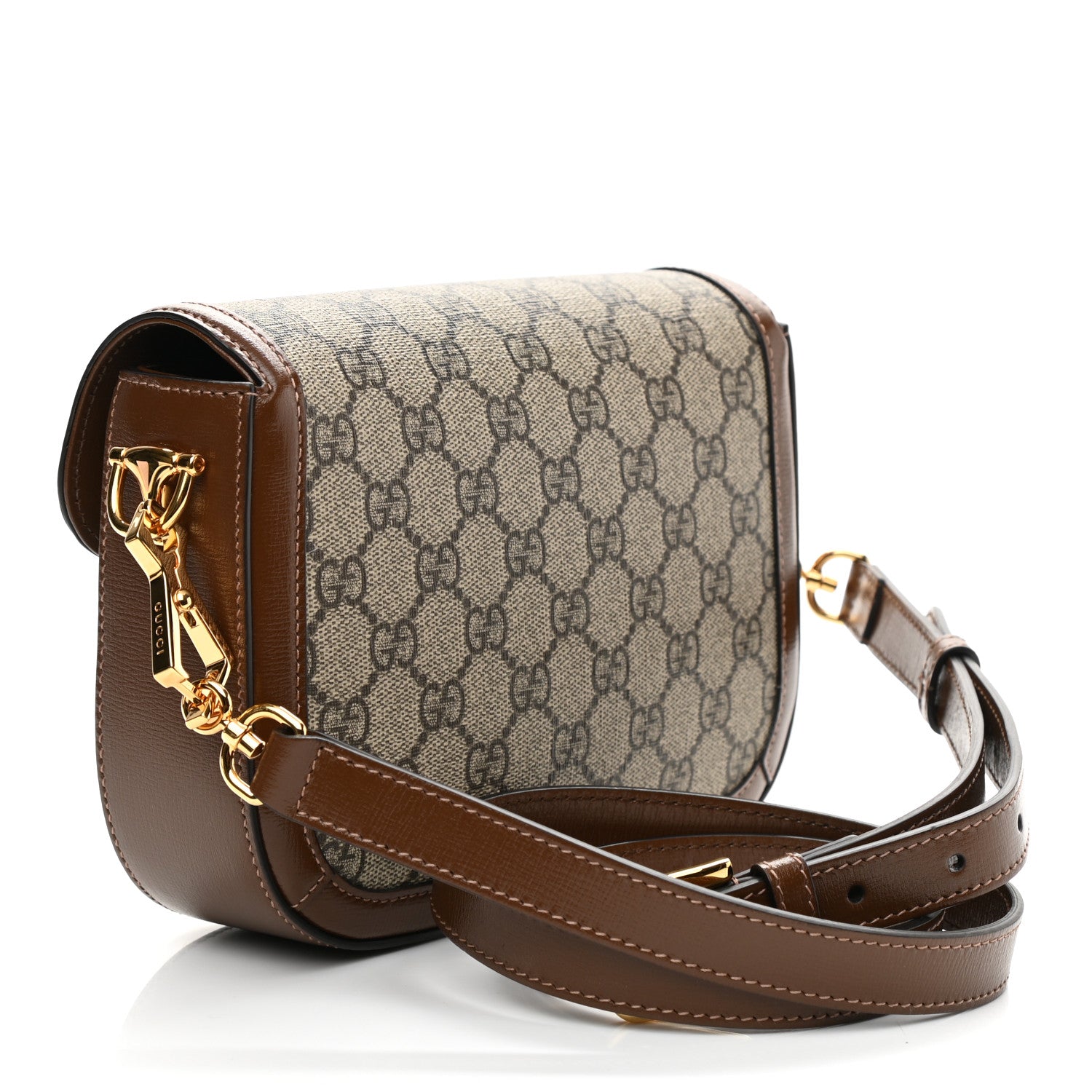 Gucci GG Supreme Monogram Web Mini Horsebit 1955 Shoulder Bag Beige Brown Sugar 3 of 11