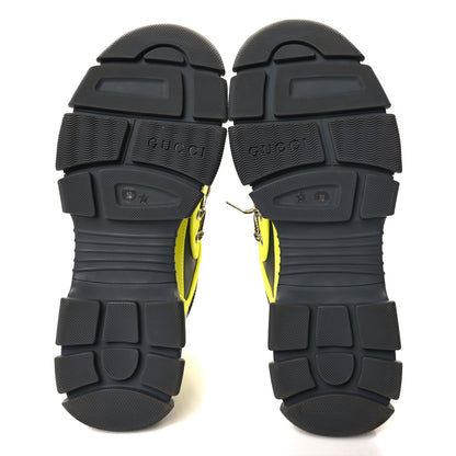 Gucci X SEGA Mesh Technical Canvas Calfskin Reflective Mens Flashtrek Sneakers 10 Neon Yellow Lotus 5 of 8