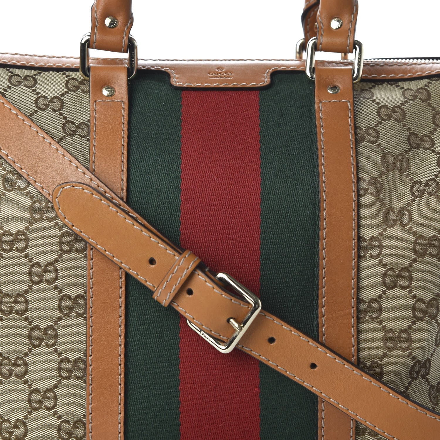 Gucci Monogram Vintage Web Medium Boston Tobacco 10 of 10