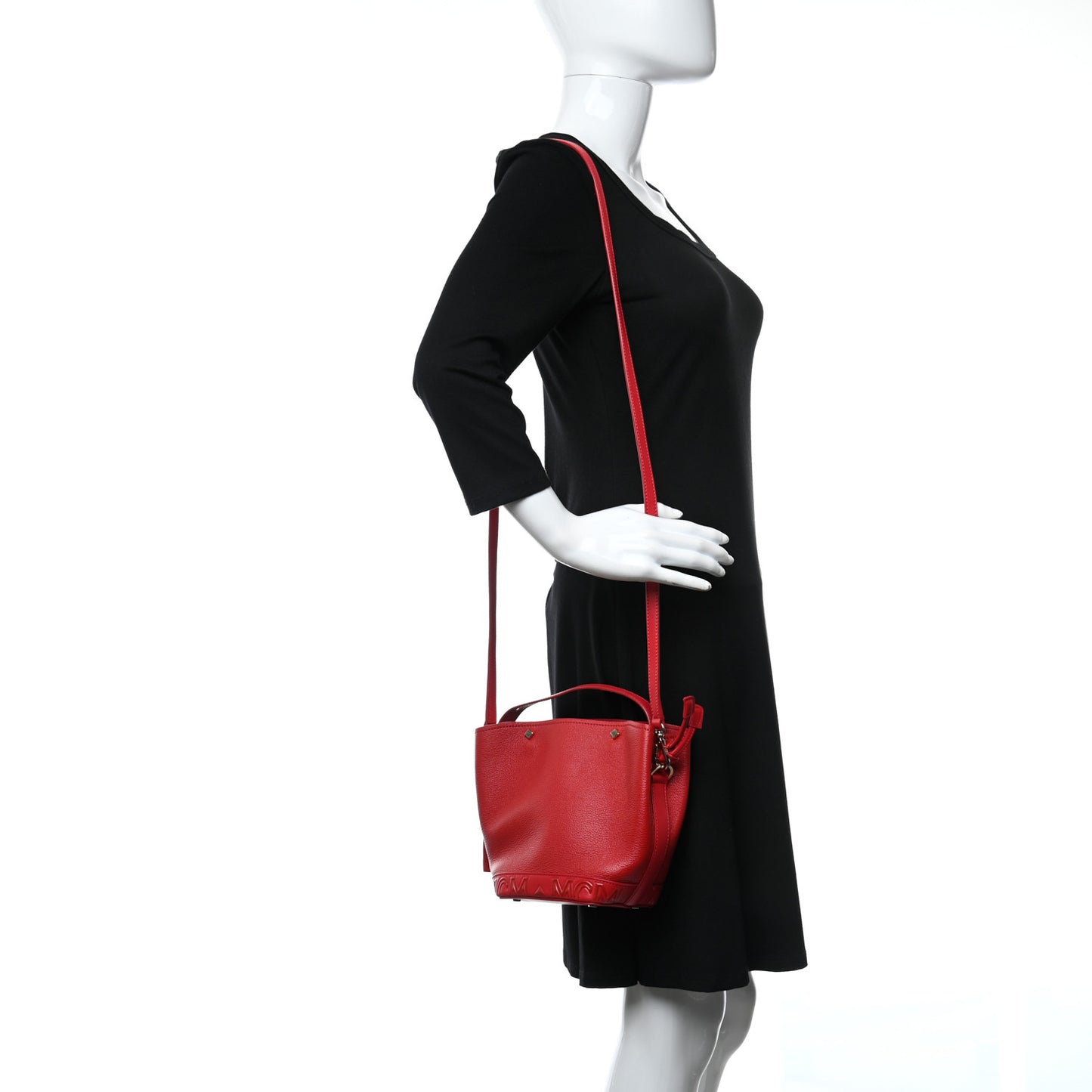 Grained Calfskin Bucket Bag Red