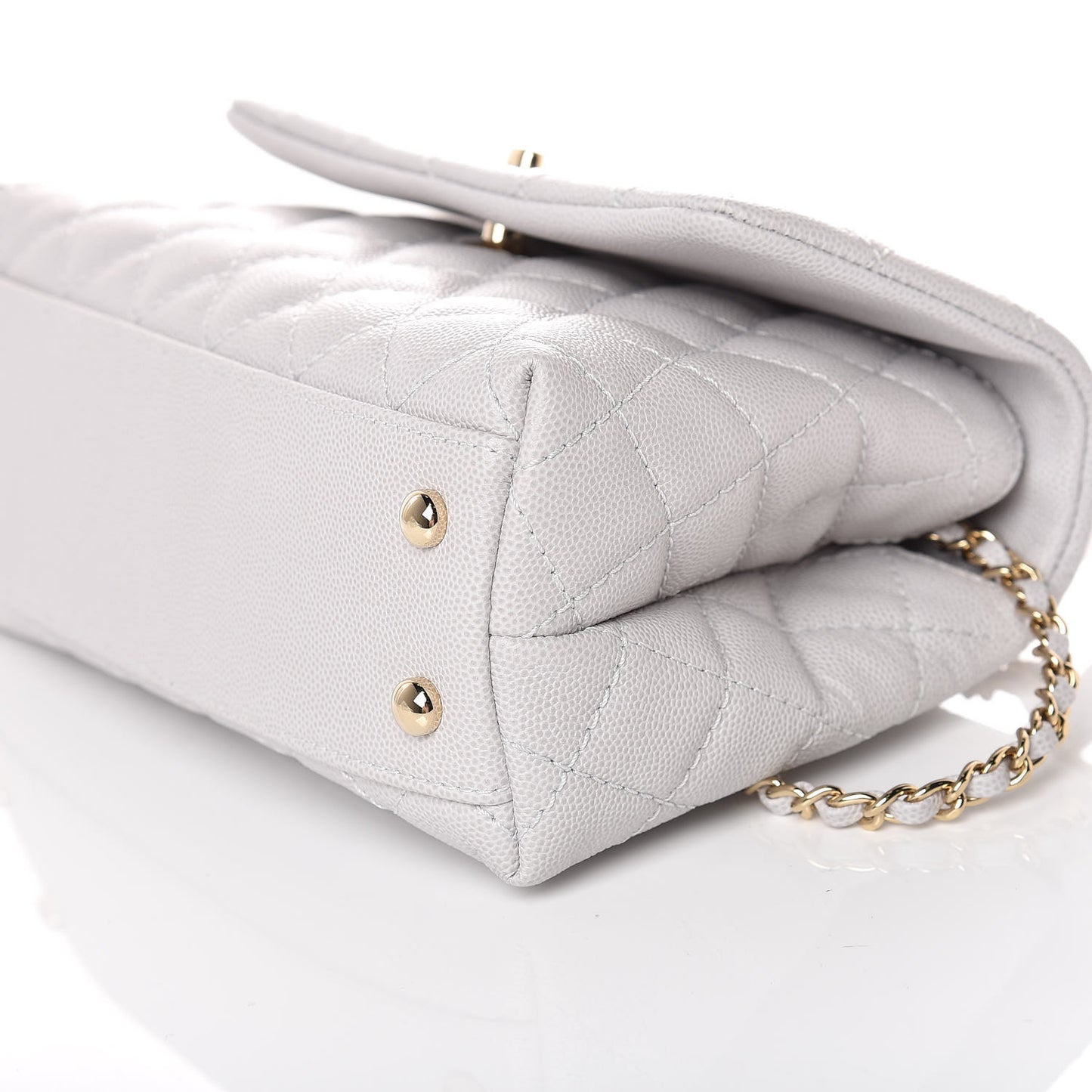 Caviar Quilted Mini Coco Handle Flap Light Grey