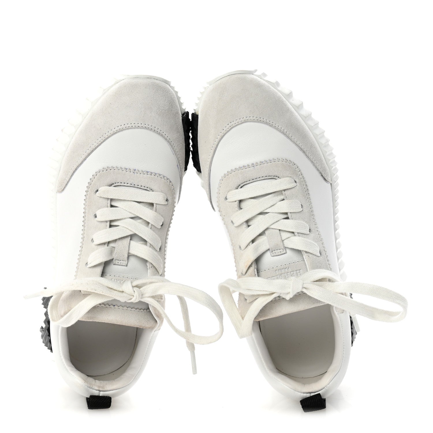 Hermes Calfskin Suede Goatskin Bouncing Sneakers 35.5 White Black 2 of 12