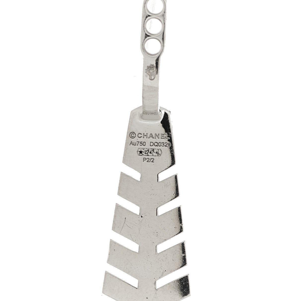 18K White Gold Diamond Comete Chevron Single Earring