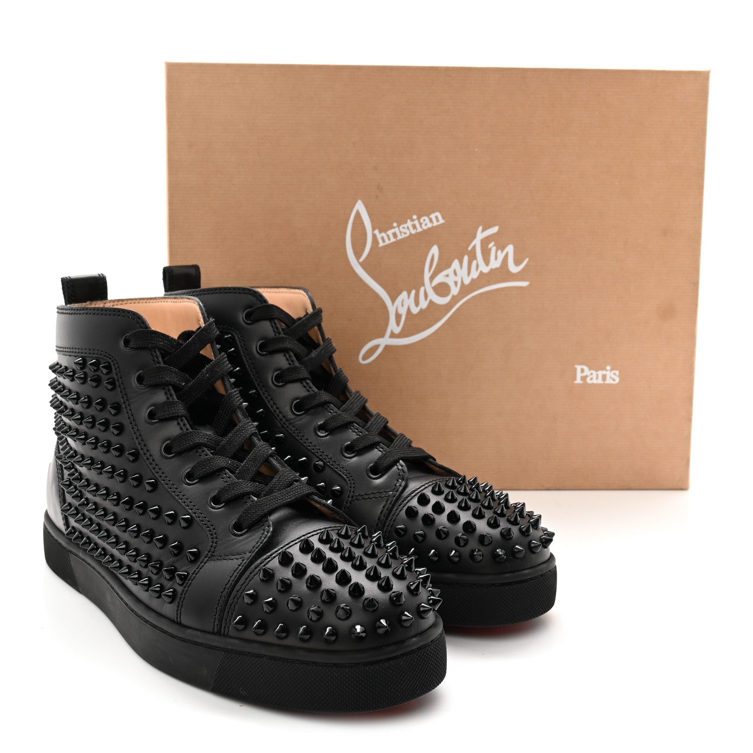 Christian Louboutin Calfskin Mens Louis Spikes Flat Sneakers 43 Black 11 of 11