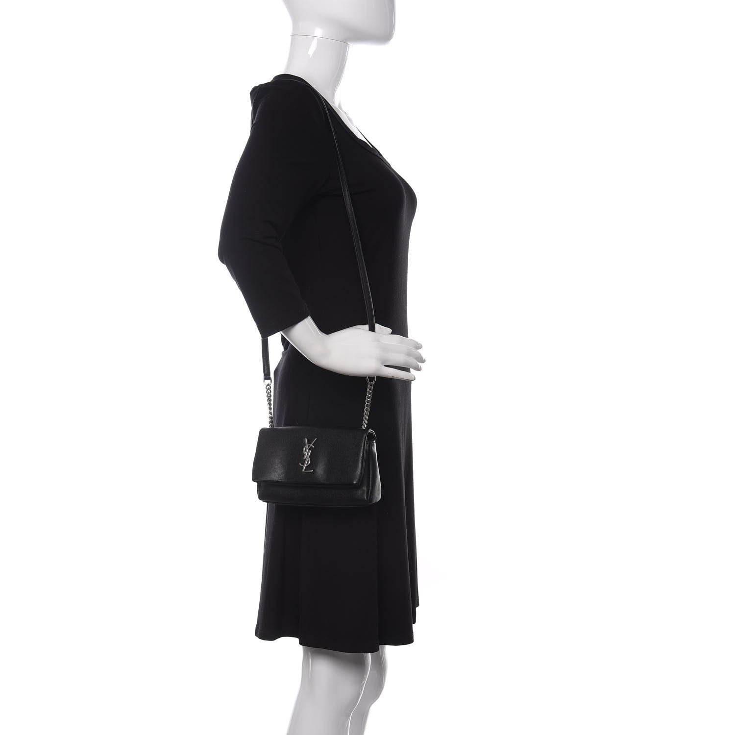 Saint Laurent Grain De Poudre Monogram Toy West Hollywood Fold-Over Bag Black 2 of 10
