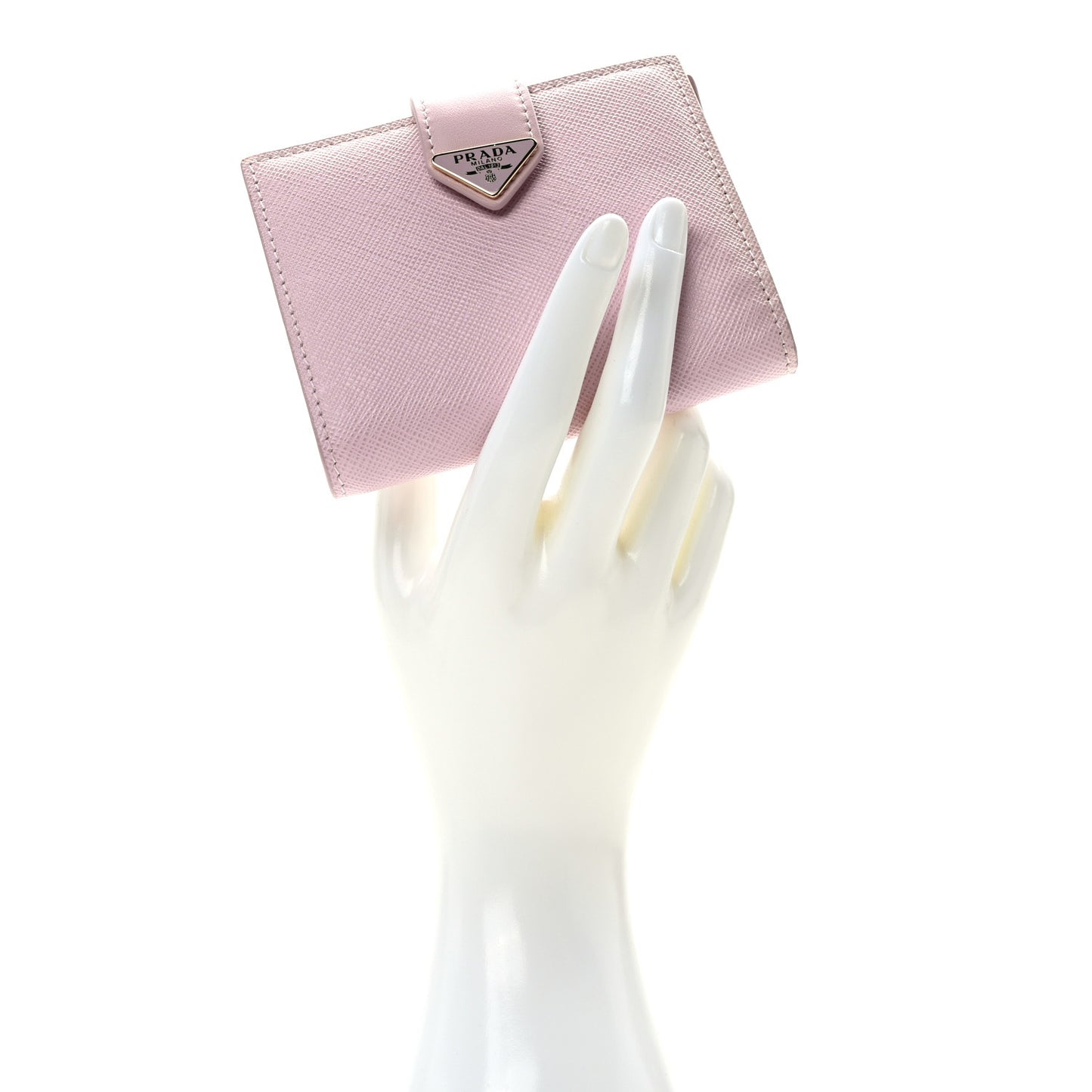 Saffiano Small Triangle Bi-Fold Tab Wallet Alabastro