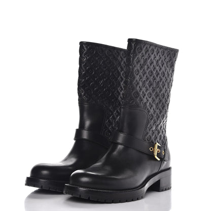 Louis Vuitton Calfskin Embossed Monogram Rebellion Half Boots 39 Black 3 of 8