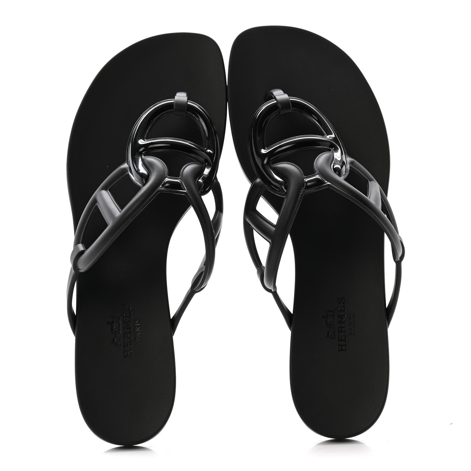 Hermes Rubber Womens Egerie Sandals 36 Black 2 of 12