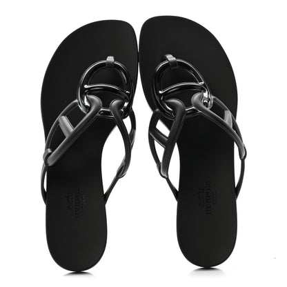 Hermes Rubber Womens Egerie Sandals 36 Black 2 of 12