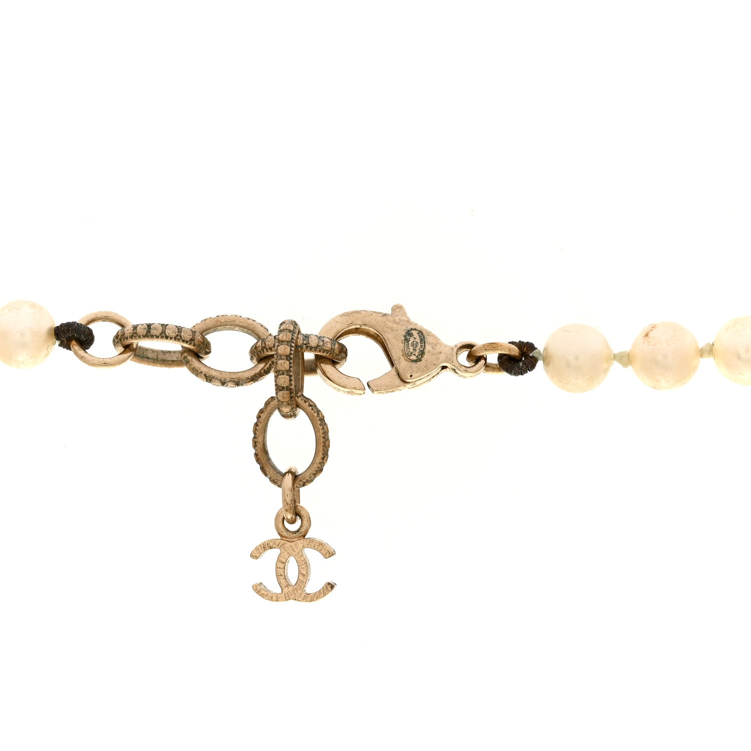 Chanel Pearl Baguette Crystal CC Long Necklace Gold 5 of 6