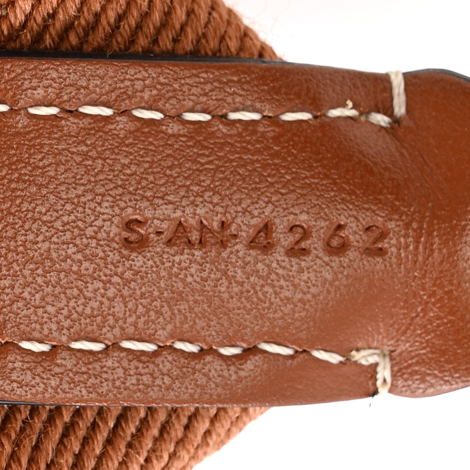 Celine Jacquard Wool Logo Long Strap Tan White 6 of 7