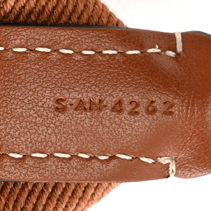 Celine Jacquard Wool Logo Long Strap Tan White 6 of 7