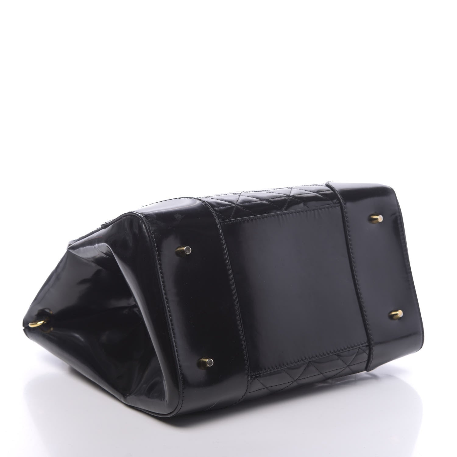 Burberry Patent Quilted Bi-Color Medium Albett Tote Black Gold 4 of 13