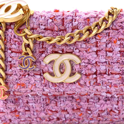 Chanel Tweed Enamel Quilted Pending CC Flap Belt Bag Pink Purple 8 of 10