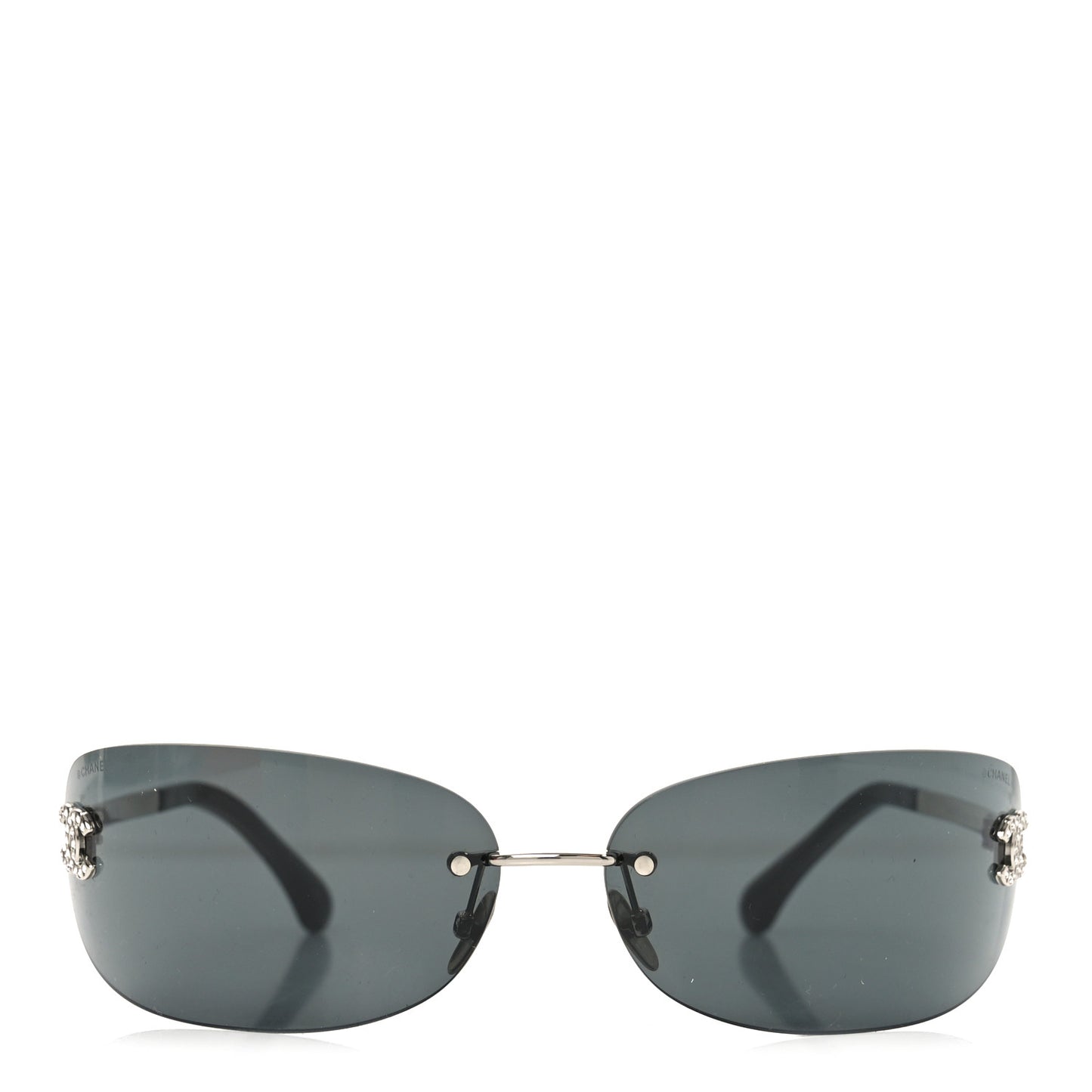 Metal Crystal CC Oval Sunglasses 71560 Black