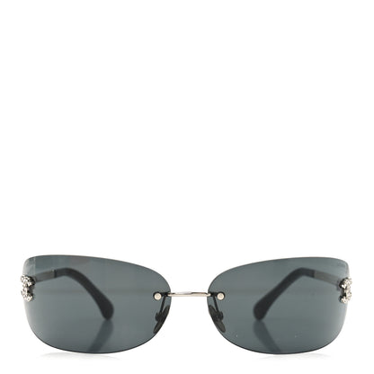 Chanel Metal Crystal CC Oval Sunglasses 71560 Black 2 of 7