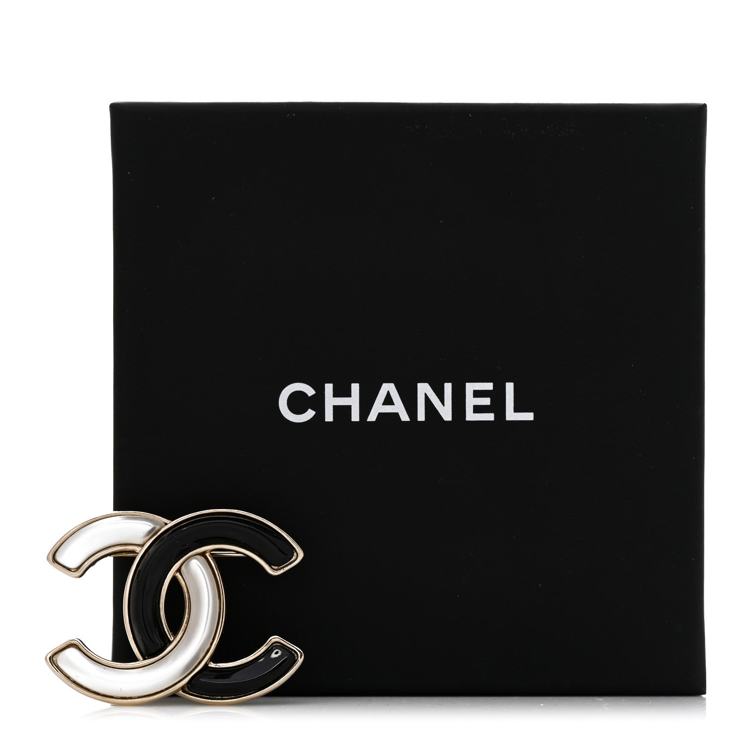 Chanel Enamel CC Brooch Black White 5 of 5