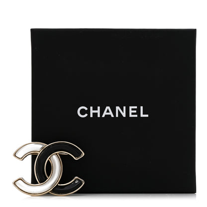 Chanel Enamel CC Brooch Black White 5 of 5