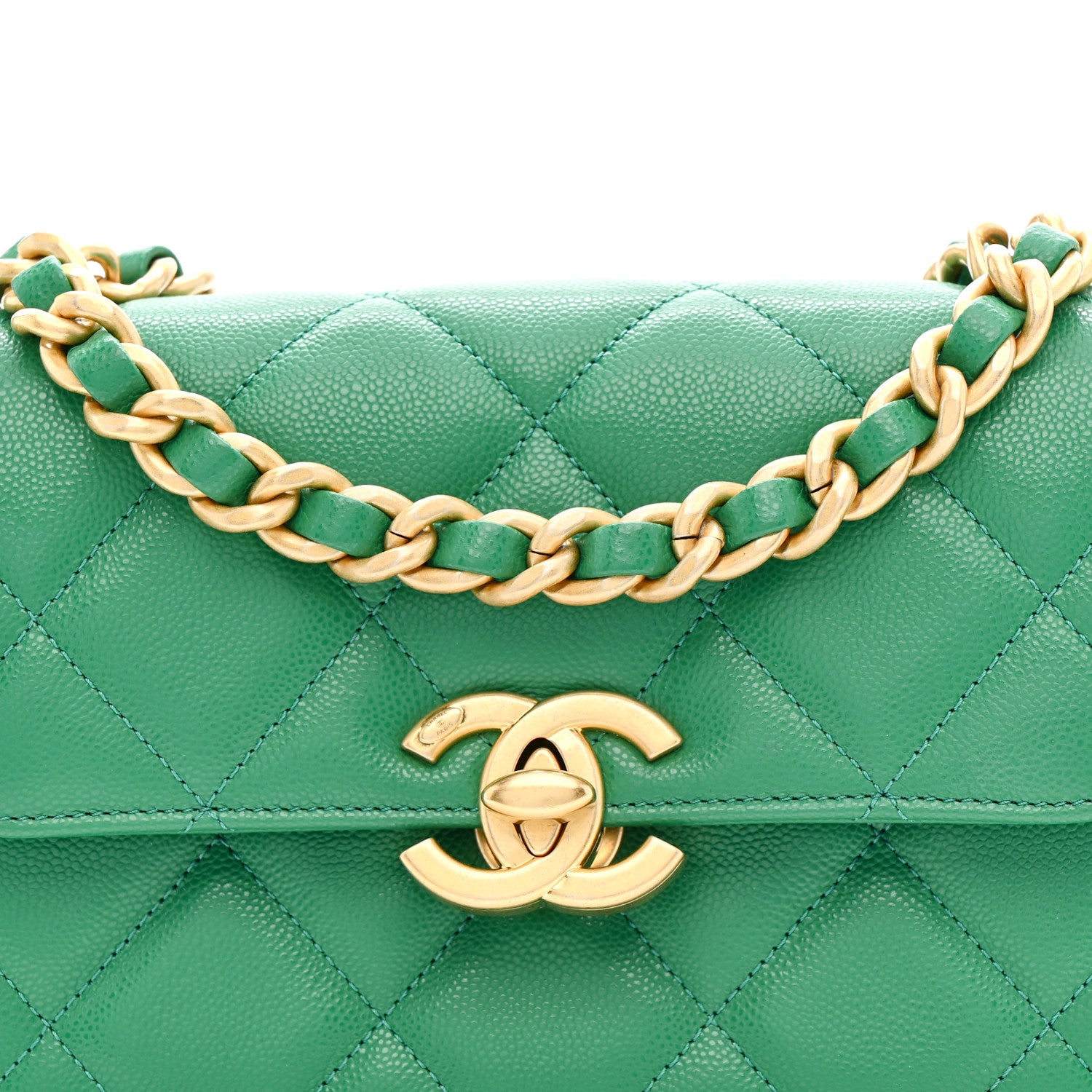 Chanel Caviar Quilted Mini CC Flap Green 8 of 11