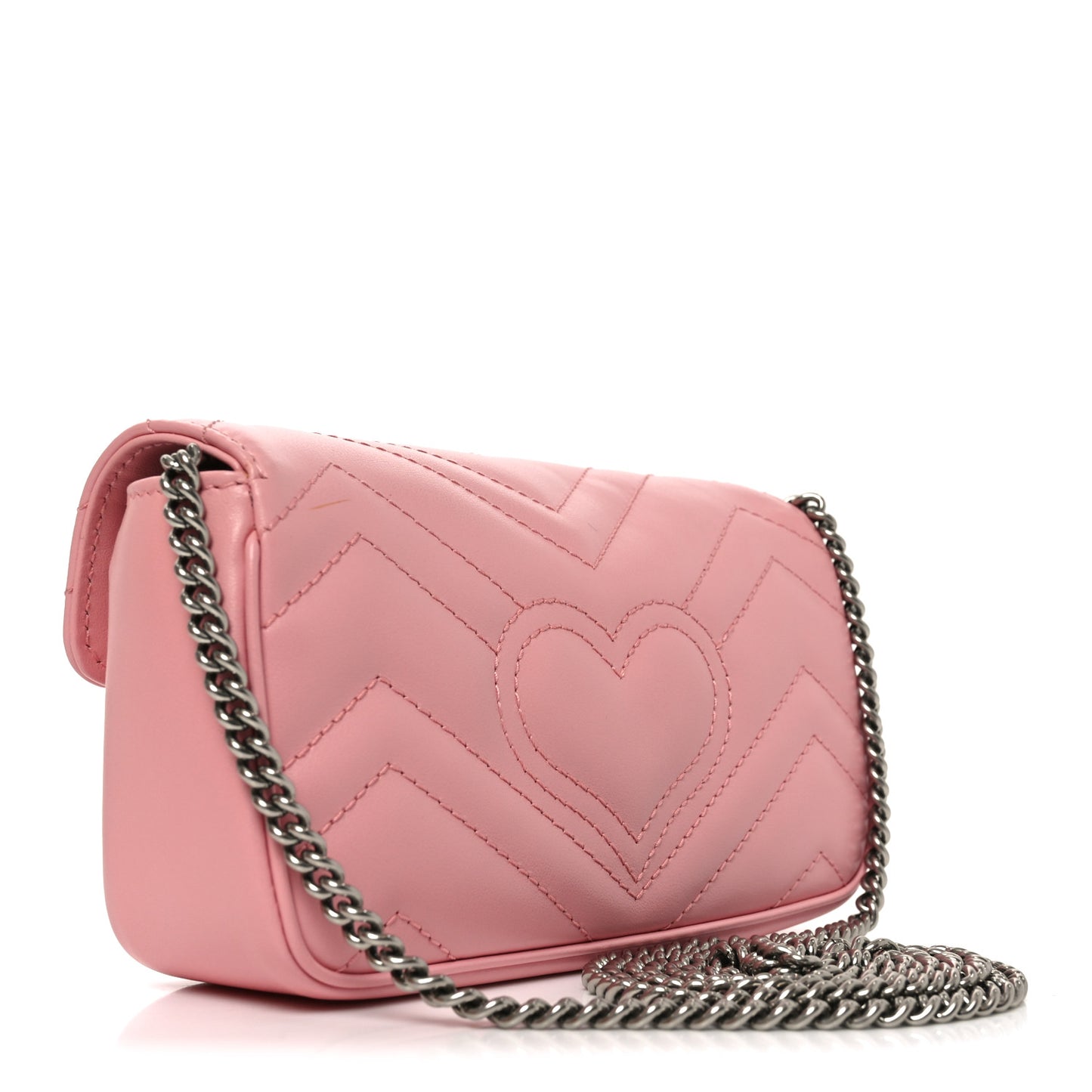 Calfskin Matelasse Super Mini GG Marmont Shoulder Bag Wild Rose