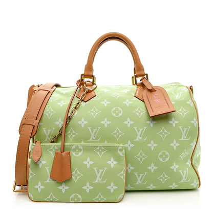 Louis Vuitton Calfskin Monogram Speedy P9 Bandouliere 40 Frozen Lime 3 of 12