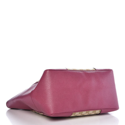 Gucci Monogram Textured Calfskin Medium Bree Zippered Tote Beige Ebony Peonia Flower 4 of 7