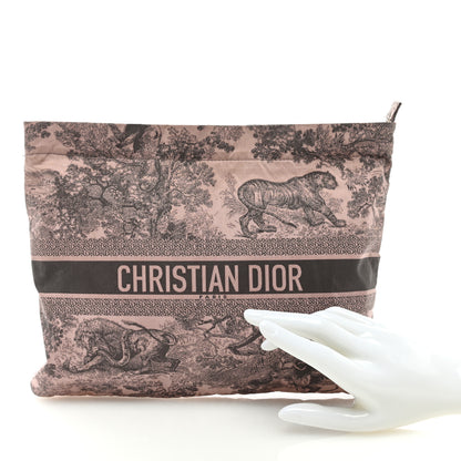 Christian Dior Embroidered Toile De Jouy Diortravel Zipped Pouch Pink Multicolor 2 of 6
